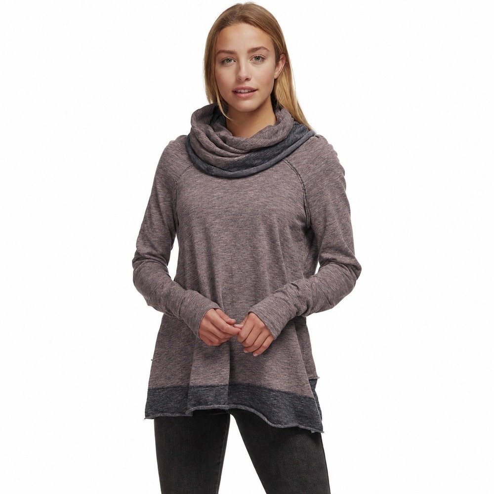 Free People FP Beach Cocoon Cowl Neck Pullover Mauve Space Dye One Size